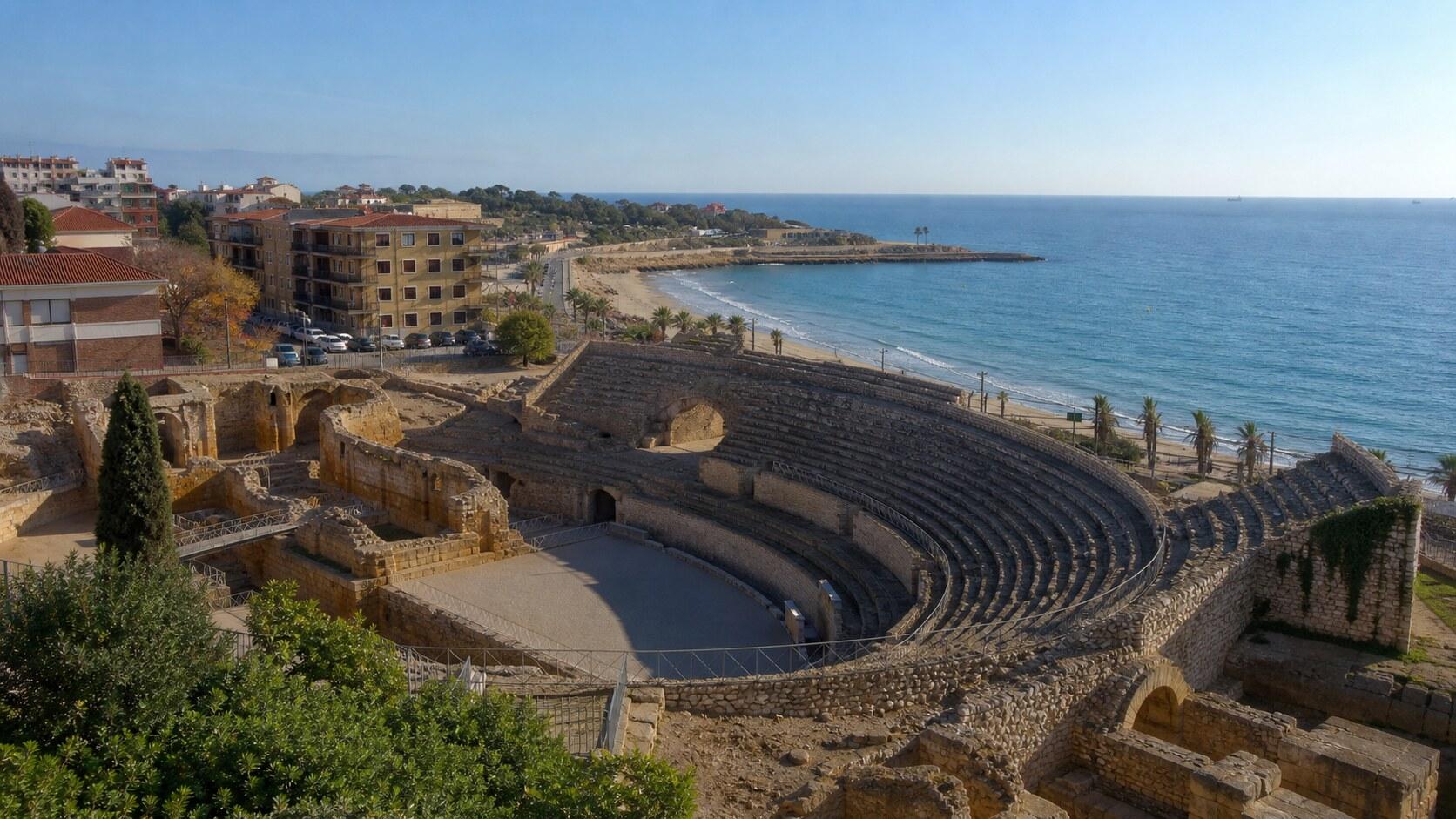 Roman amphitheatre beside the sea in Tarragona