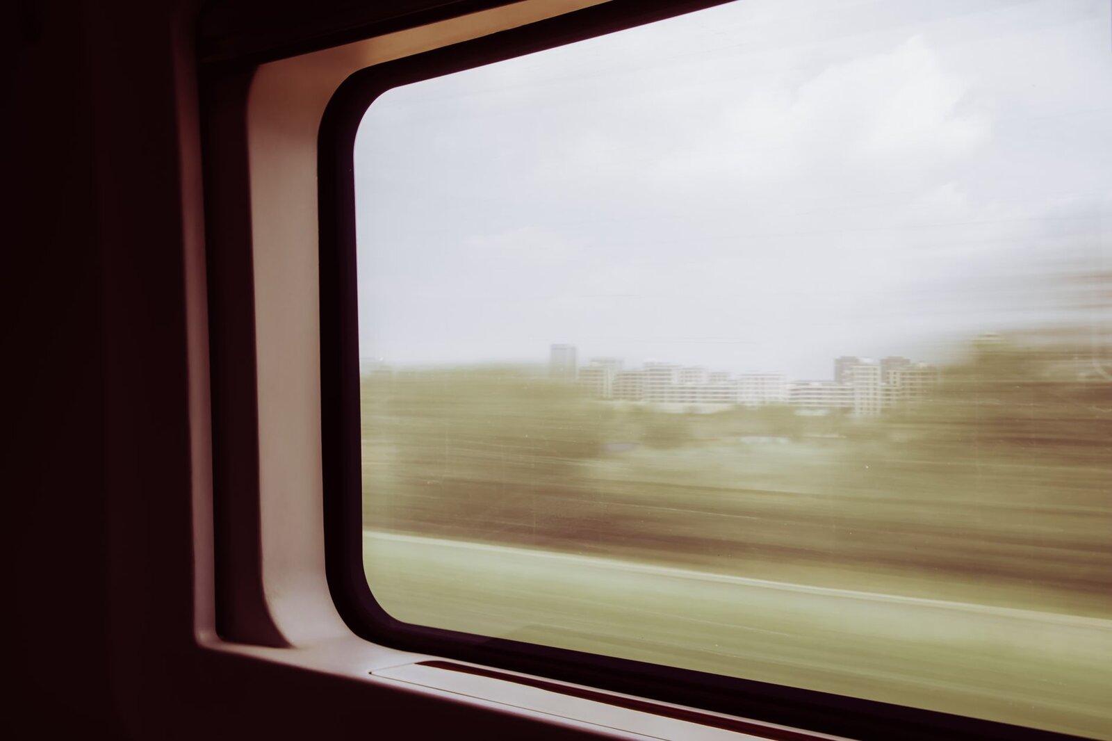 Travelers train window landscape