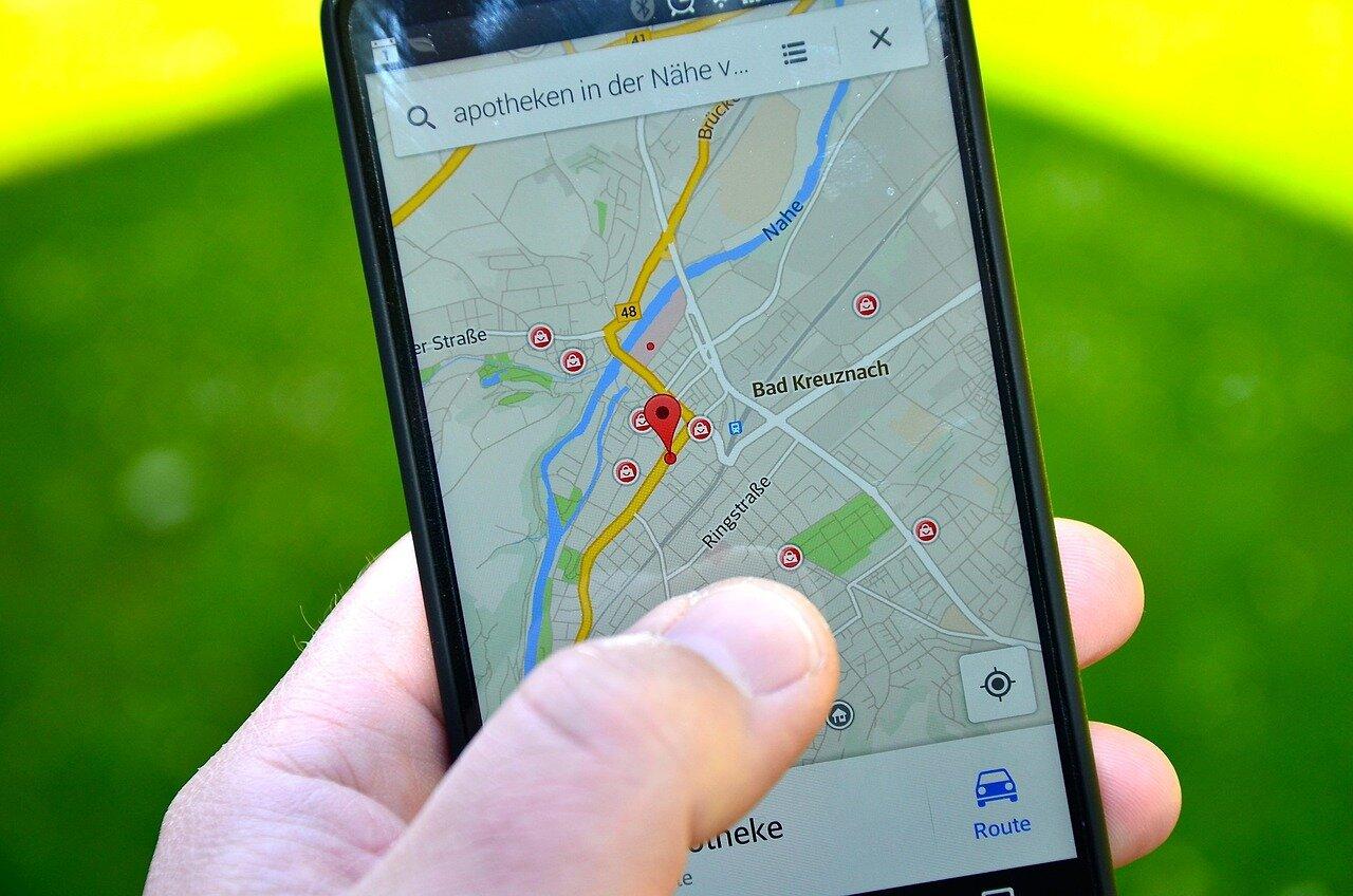 Hiker smartphone map trail